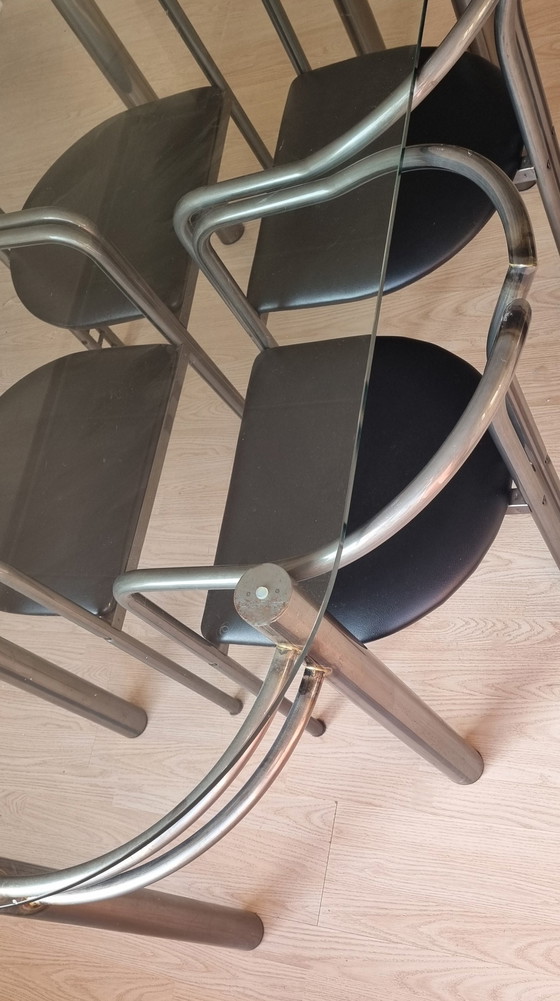 Image 1 of Table à manger en verre postmoderne et chaises design