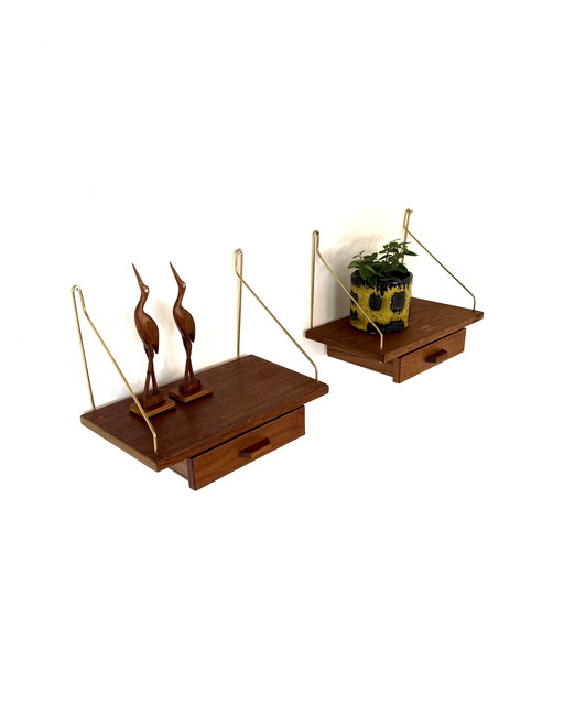 Set of 2 vintage Danish floating bedside tables '60s