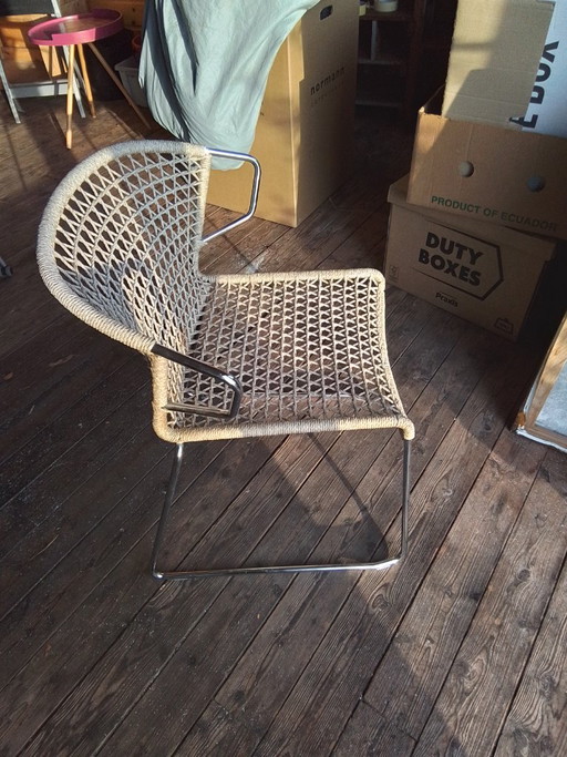 4 design eetkamerstoelen – Textile, Chrome