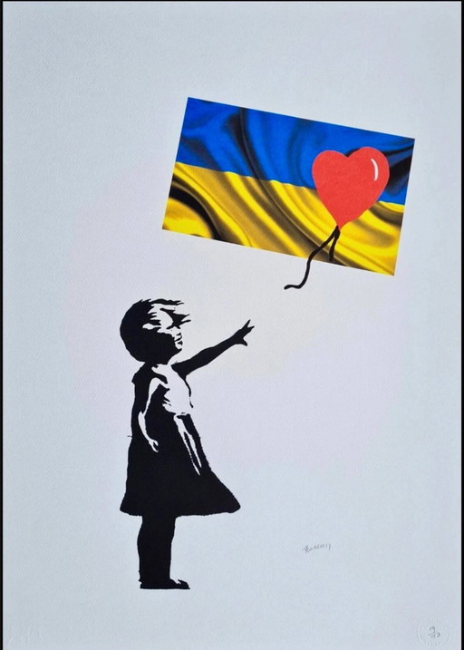Banksy (1974) - Girl With A Balloon Ukraine – lithos zeefdrukken, Paper
