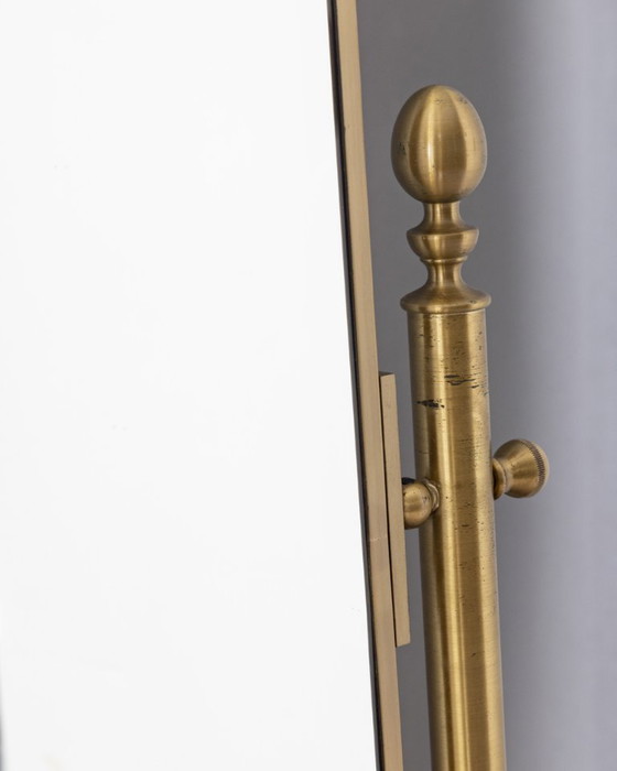 Image 1 of Specchio psiche da terra vintage anni 50 in ottone dorato design Italiano