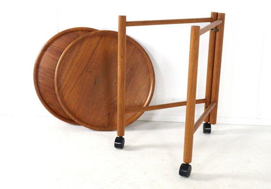 Jens Quistgaard voor Dansk Design trolley vintage met dienbladen – Serveerwagens, Wood (photo 14 of 15)
