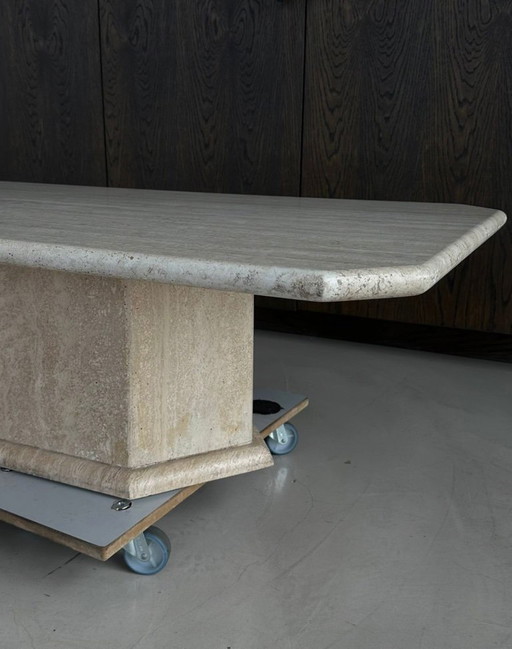Unique vintage coffee table | Travertine natural stone