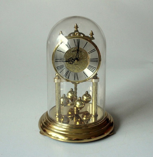 Elegante Drehpendeluhr Hermle Messing mit Glasdom - Vintage