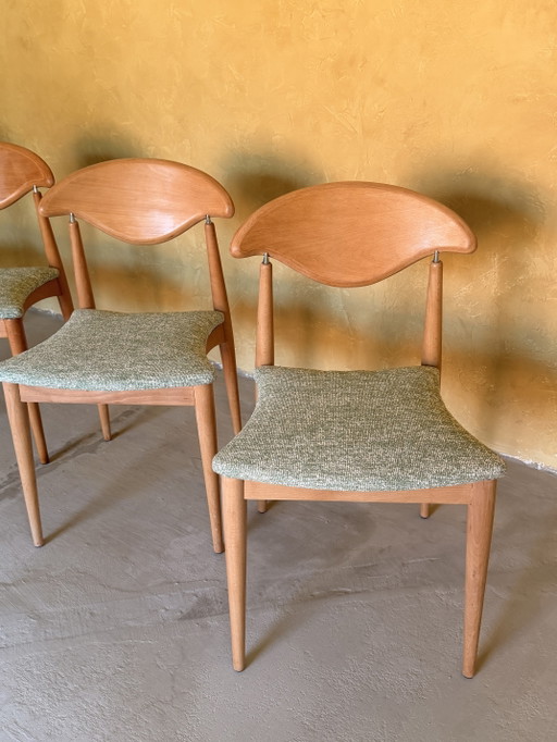 Ensemble de 4 chaises de style danois Mid-Century – eetkamerstoelen, Textile, Wood (photo 2 of 6)