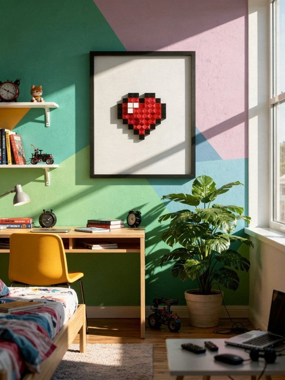 Image 1 of MineHeart - Pixel heart decor - 3D printed