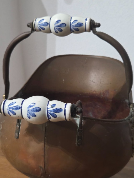 Seau à charbon vintage modèle casque. – Objets déco, Céramique, Laiton (photo 3 of 5)