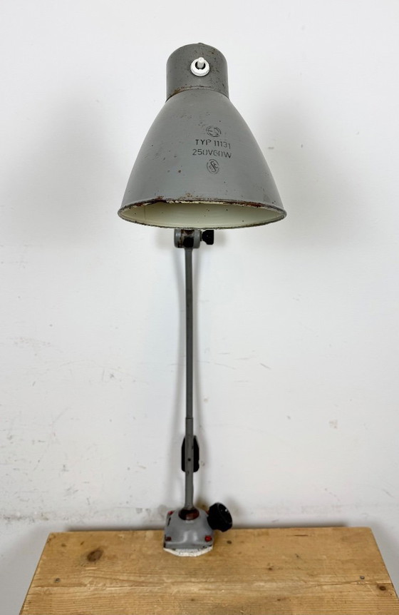 Image 1 of Lámpara de mesa industrial grande, gris, estilo taller, década de 1960