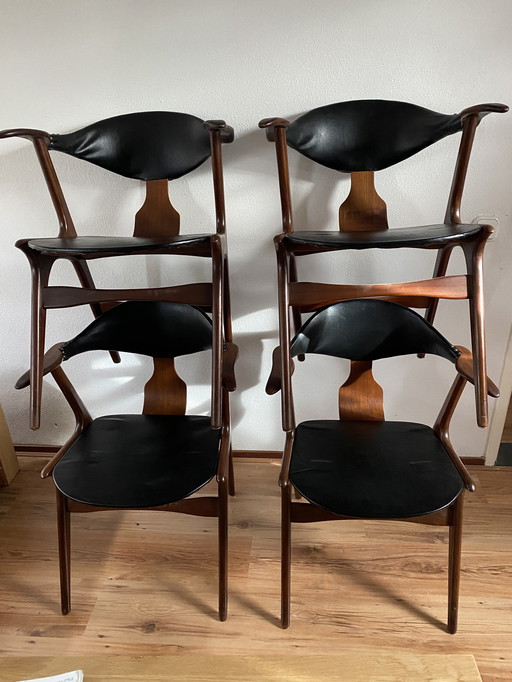 4 chaises vintage en corne de vache par Louis van Teeffelen