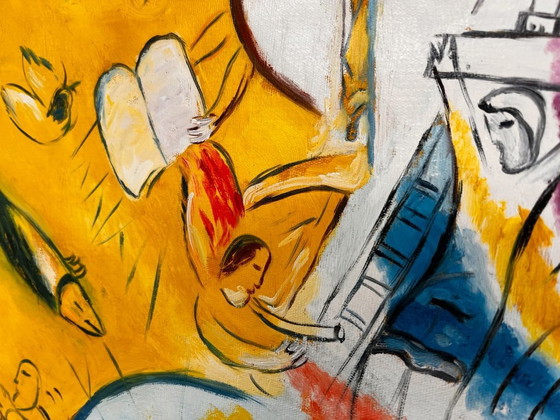Image 1 of Marc Chagall - La Création de l'Homme - Oil on canvas (rolled)