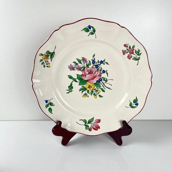Image 1 of Set de 4 assiettes plates + 1 saladier Luneville Reverbere Yvonne