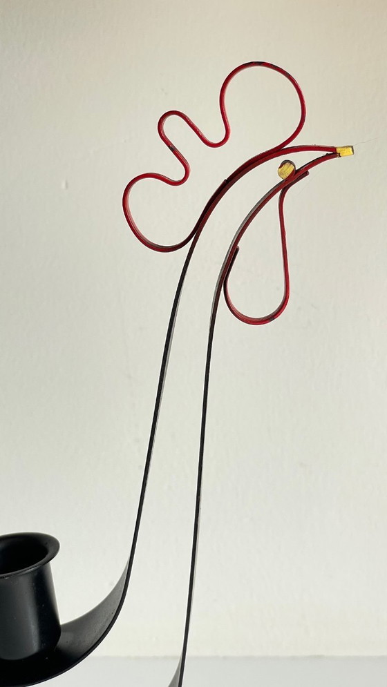 Image 1 of Vintage Swedish Rooster Shaped Metal Candlestick