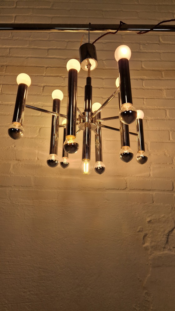 Image 1 of Verchromte Pendelleuchte von Gaetano Sciolari für Boulanger, 1960