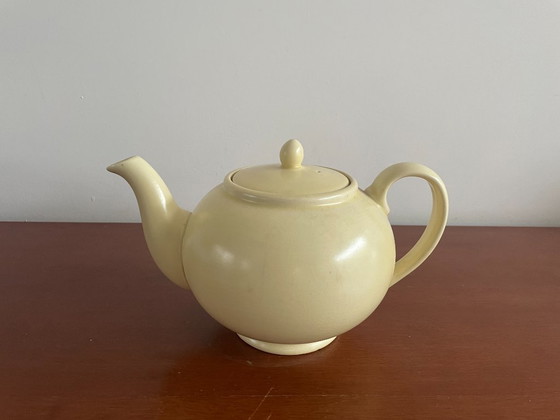 Image 1 of Plateelbakkerij Zuid Holland - Teiera Art Déco gialla + tazze e piattini