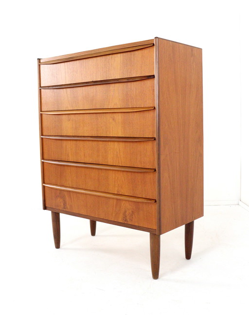 Danish Tall Chest of Drawers 'Knaplund' Vintage