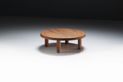 Atemberaubende Vintage T02M Couchtisch in Ulme Holz von Pierre Chapo - Frankreich