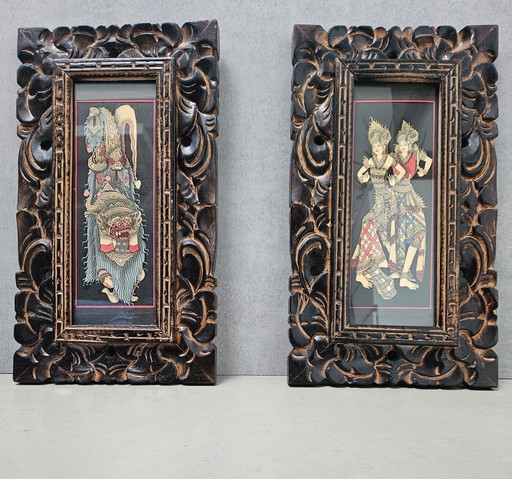 Vintage Balinese print in originele lijsten