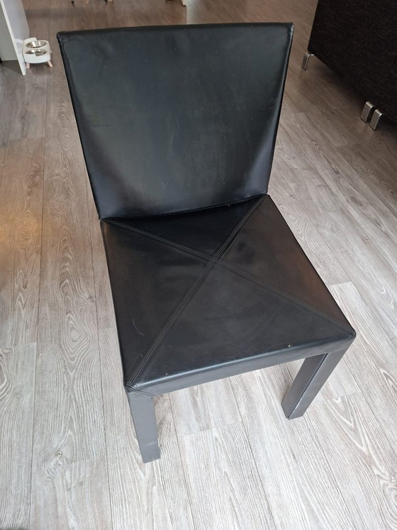 Original B&B Italia Arcadia Dining Chairs by Paolo Piva | Set of 6 | Black Leather | 1980s – Metal (photo 3 of 9)