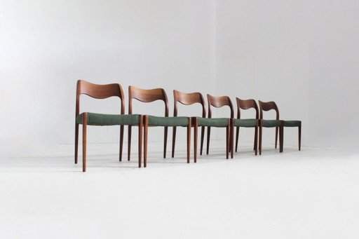 6 chaises de salle à manger vintage Niels Moller modèle 71