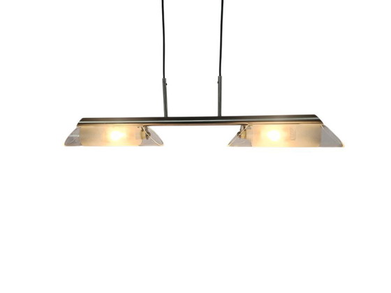 Image 1 of Hala Zeist - hanglamp - rvs - gesatineerd glas - 80's 