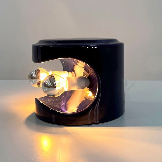 Image 1 of Purple / Night Blue Stacking Ceramic Table Lamp from Perdomello 70 Italy, 1970s