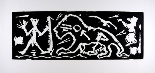 Penck, A.R. - Me in England, 1985/86 - woodcut - signed by hand