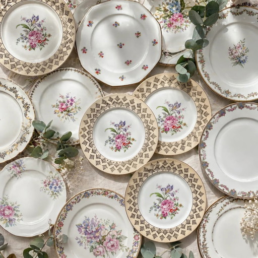 Vintage Floral Porcelain Plate, Sold Individually