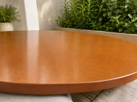 PARADOR Design Eetkamerset 1987 | Originele showroom | 5 leren en chromen stoelen & ronde tafel – Leather (photo 8 of 12)