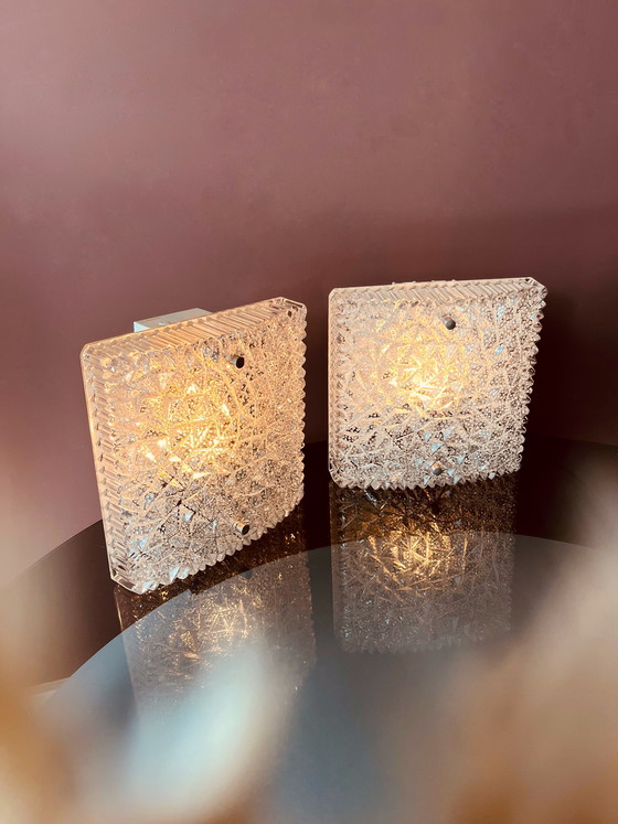 Image 1 of Set Hoffmeister Eisglas-Wandlampen