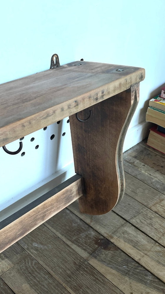 Mensola vintage con 5 ganci, in legno grezzo – Scaffali a muro, Metal (photo 12 of 33)