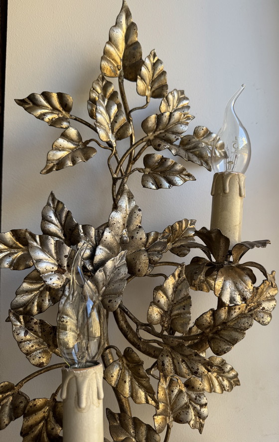 Image 1 of Florentine wall sconce with foliage design, 1960s