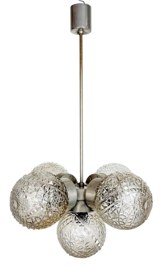 Vintage Cut Glass Chandelier from Kamenický Šenov, 1960s