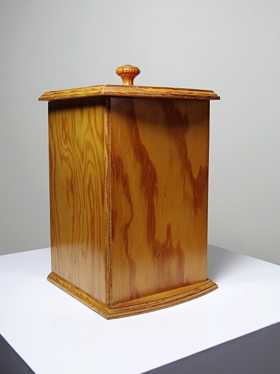 Image 1 of Vintage countertop bread box in varnished pine wood, 1970s-1990s