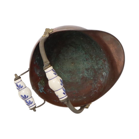 Oude Koperen Helmvormige Kolenkit – Plantenbak, Ceramic, Copper (photo 13 of 14)