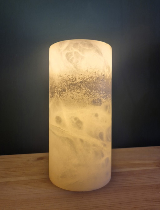 Massive Alabaster-Stimmungslampe | Naturstein | Vintage Tischlampe