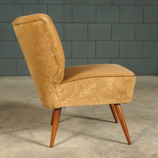 Fauteuil Cocktail Vintage - Velours Beige/Sable - 1960s