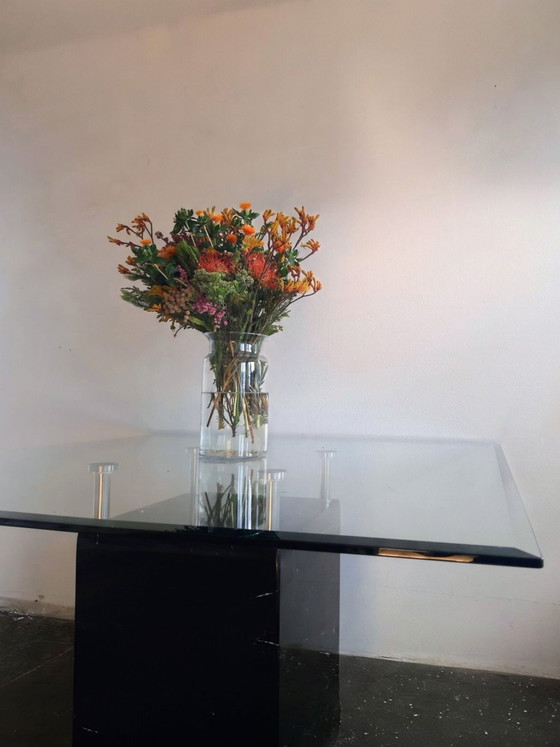 Artedi Dining Table, Nero Marquina Marble & Bevelled Glass (1970s-1980s), Black (photo 2 of 15)