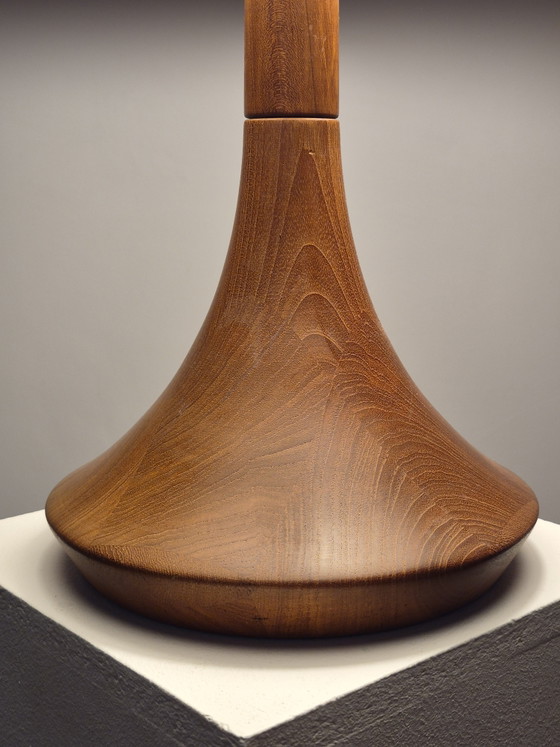 Danish Vintage Mid Century Teak Table Lamp Scandi – Brass, Wood (photo 12 of 15)