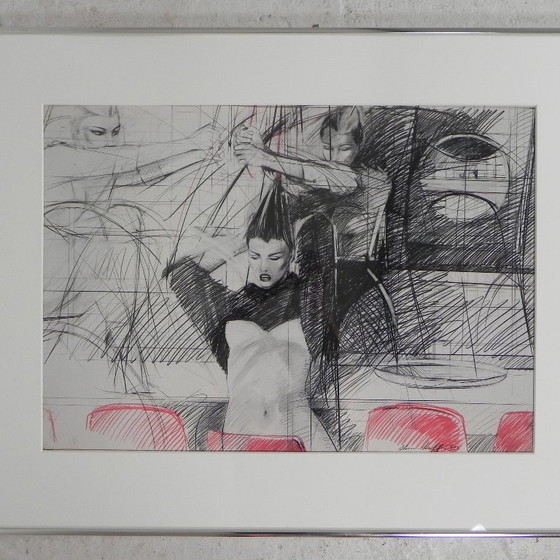 Poster Steven Scheffer Three Waitresses With Red Chairs, 1981 – Paper (photo 2 of 11)
