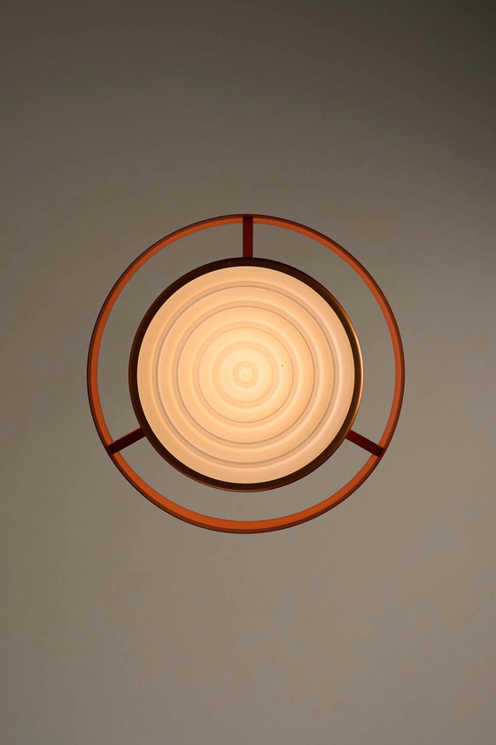 Suspension "Juno" en cuivre et noir par Jo Hammerborg pour Fog & Mørup, 1963, Plafonniers, Métal, Plastique (photo 6 sur 8)