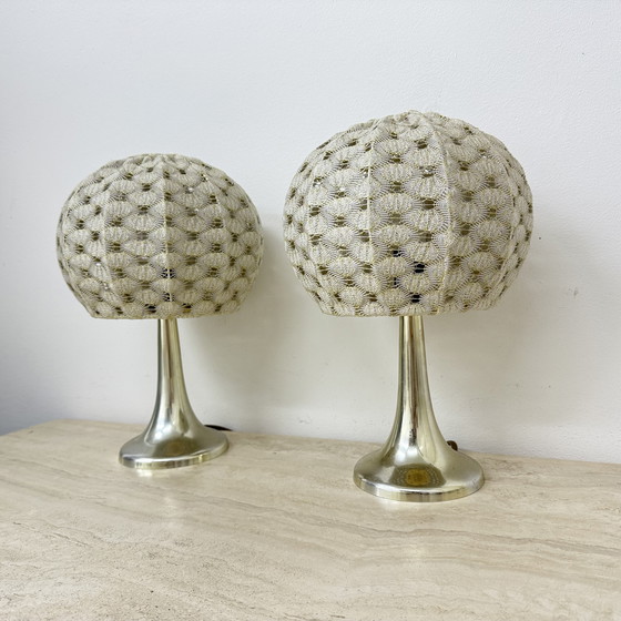 Image 1 of Set of 2 Aro leuchte table lamps with fabric shade , 1970s