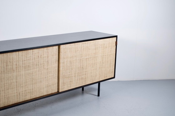 Image 1 of FLORENCE KNOLL SIDEBOARD MODEL 116 WOOD, LEATHER AND RAFFIA 1960