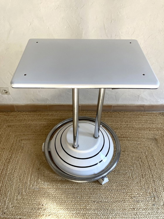 Image 1 of Antique cast iron and enameled metal table, ca. 1950