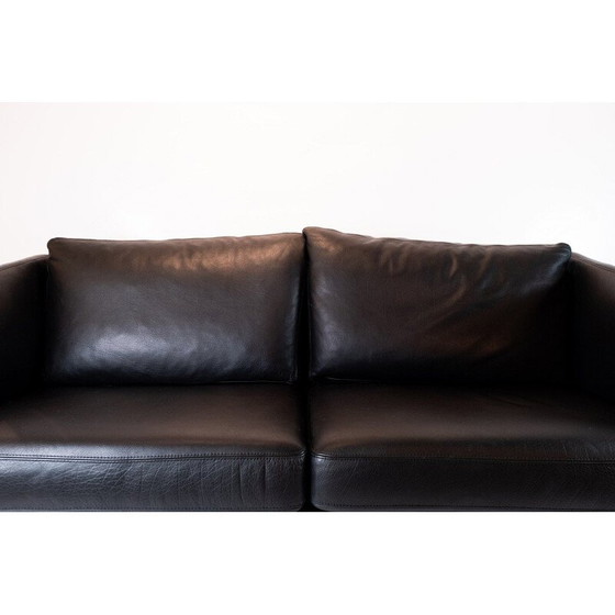 Image 1 of Vintage 2-seater sofa upholstered in black leather, Denmark 2002