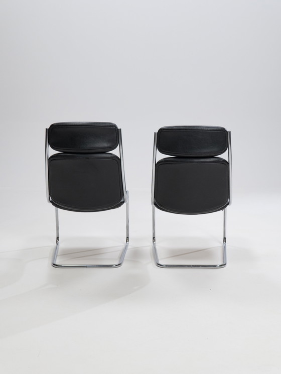 Image 1 of 2x Freischwinger Lederstühle von Mauser Werke Waldeck, Westdeutschland, 1950er Jahre