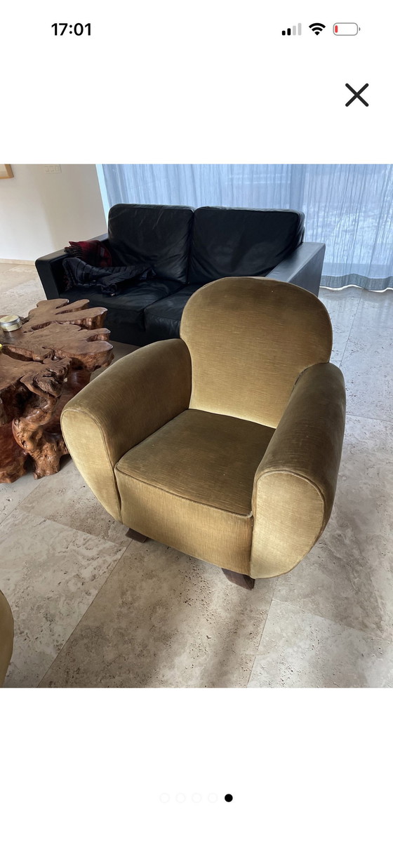 Image 1 of 2x Art Deco fluwelen fauteuil