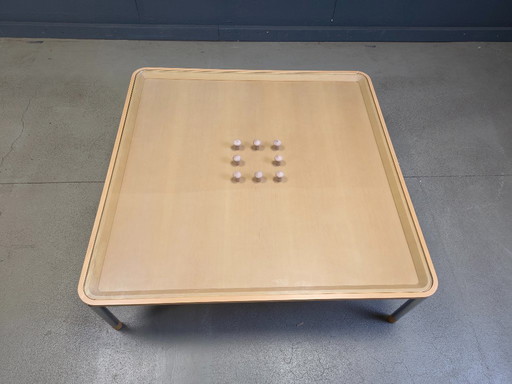 Table basse postmoderne en liège et verre, années 1980