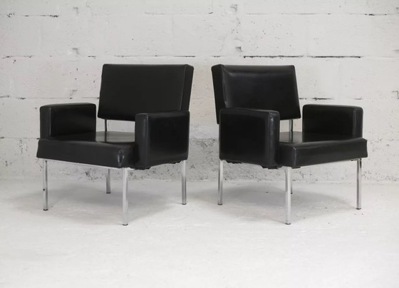Image 1 of 2x Armchairs with stainless steel legs