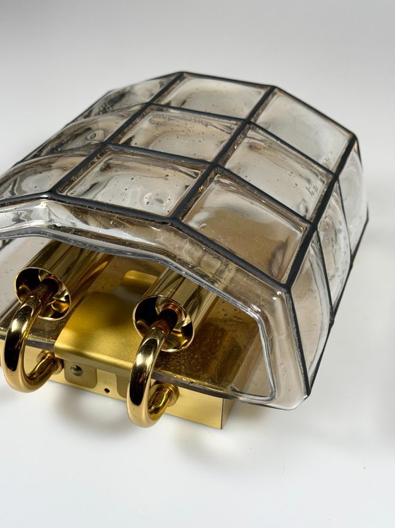 Image 1 of 60er 70er Jahre Wandlampe Wall Sconce Glashütte Limburg Germany Glas & Metall