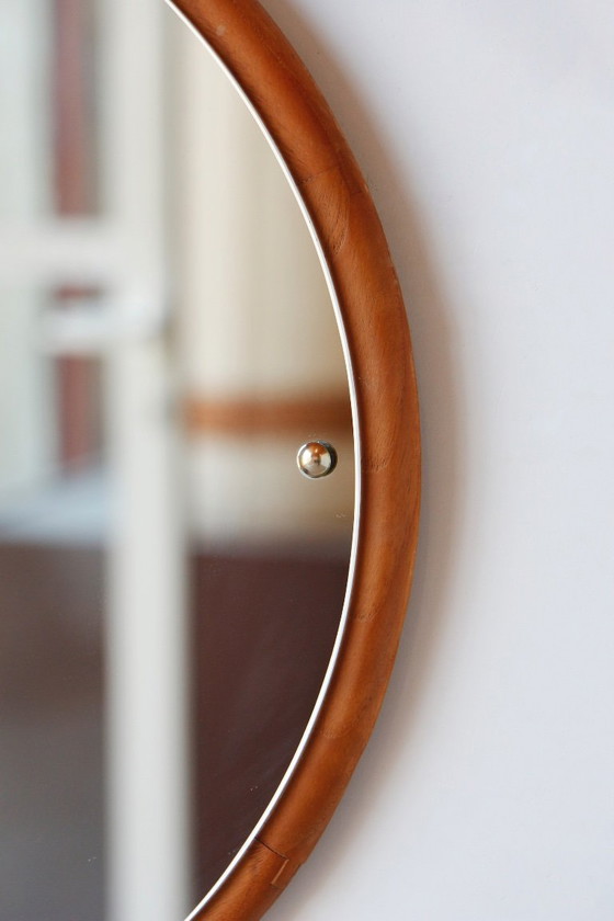 Image 1 of Specchio rotondo scandinavo in teak, vintage anni '60